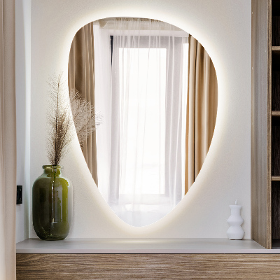 Asymmetrische eivormige spiegel met LED verlichting