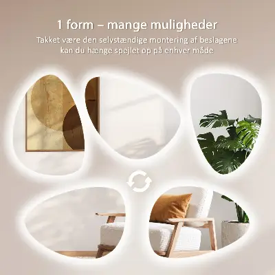 Asymmetrische eivormige spiegel met ledverlichting