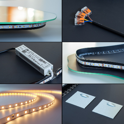 Asymmetrische eivormige spiegel met LED verlichting