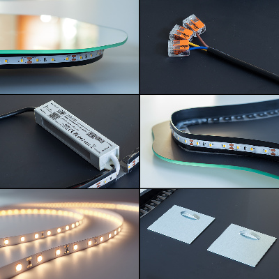 Asymmetrische eivormige spiegel met LED verlichting