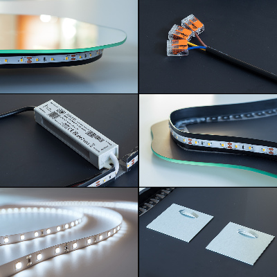 Asymmetrische eivormige spiegel met LED verlichting