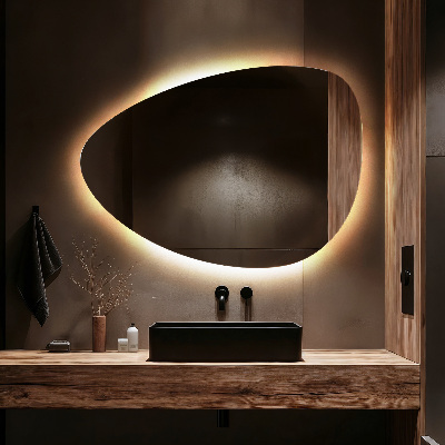 Asymmetrische eivormige spiegel met LED verlichting