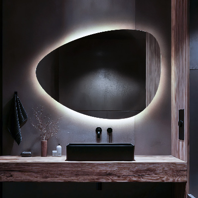 Asymmetrische eivormige spiegel met LED verlichting
