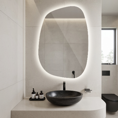 Asymmetrische spiegel met verlichting spetter