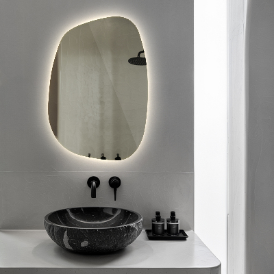 Asymmetrische spiegel met verlichting spetter