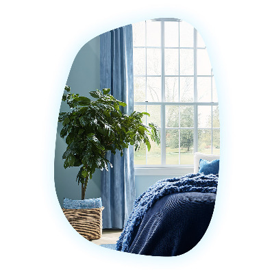 Asymmetrische spiegel met verlichting spetter