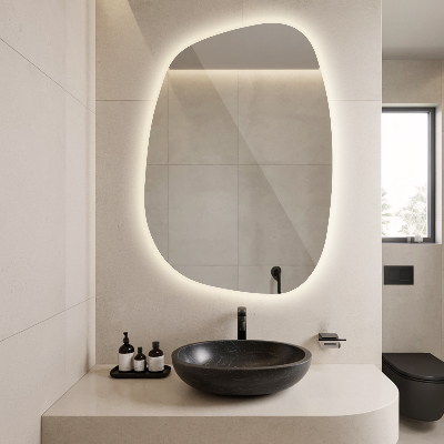 Asymmetrische spiegel met verlichting spetter