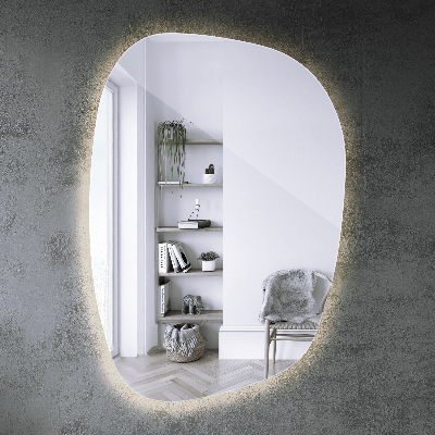 Asymmetrische spiegel met verlichting spetter