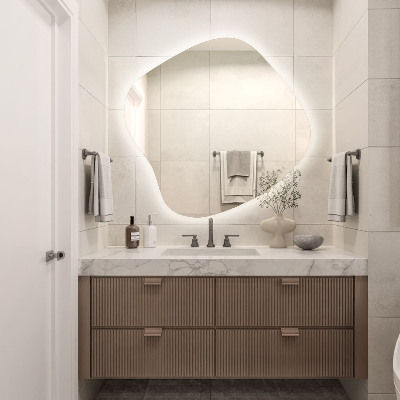 Organische vorm spiegel LED moderne uitstraling