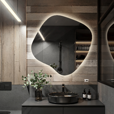 Organische vorm spiegel LED moderne uitstraling