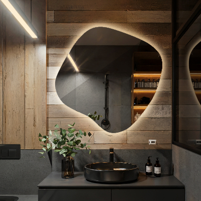 Organische vorm spiegel LED moderne uitstraling