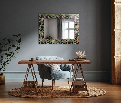 Spiegel met print Bloemen en vogels