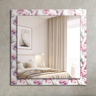 Spiegel met decoratie Paarse bloemmotieven