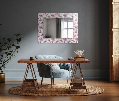 Spiegel met decoratie Paarse bloemmotieven