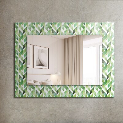 Spiegel met print Groen geometrisch patroon