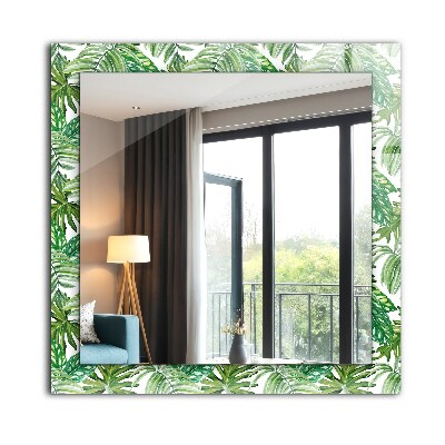 Spiegel lijst met print Groene tropische bladeren