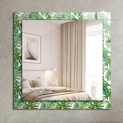 Spiegel lijst met print Groene tropische bladeren