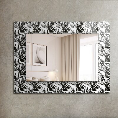 Wandspiegel decoratieve print Zwart-witte bladeren