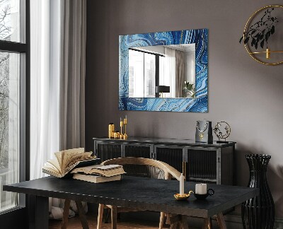 Wandspiegel met print Blauw abstract patroon