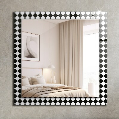 Bedrukte spiegel Zwart en wit schaakbord
