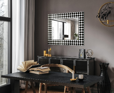 Bedrukte spiegel Zwart en wit schaakbord