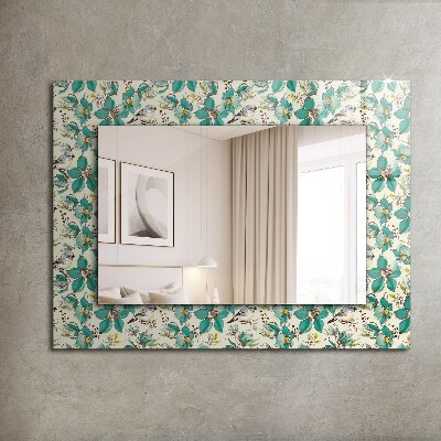Spiegel met print Vogels en bloemen