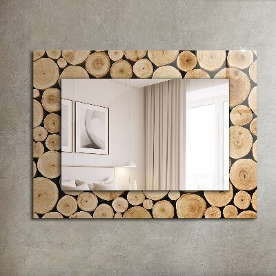 Spiegel met decoratie Dwarsdoorsnede van boomstammen