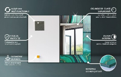 Spiegel met bedrukte lijst Zwarte geometrische vormen