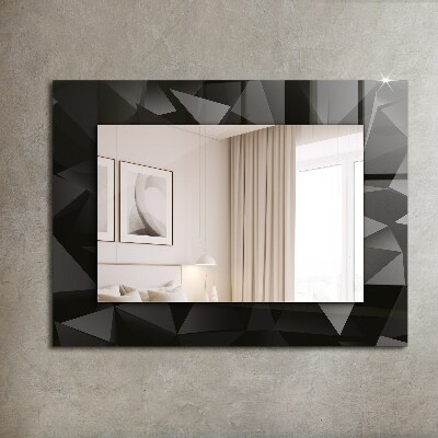 Spiegel met bedrukte lijst Zwarte geometrische vormen