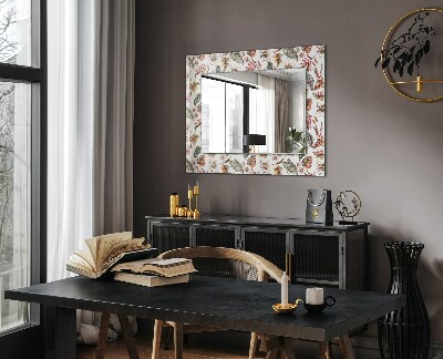 Spiegel met print Bloemen en bladeren