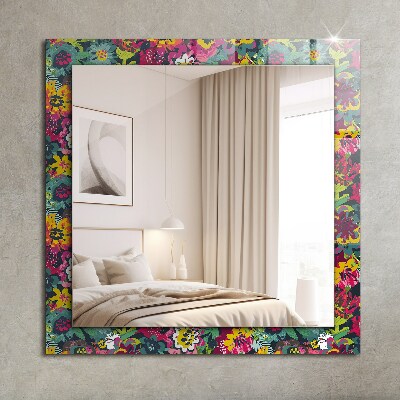 Spiegel met decoratie Gekleurd bloemenpatroon