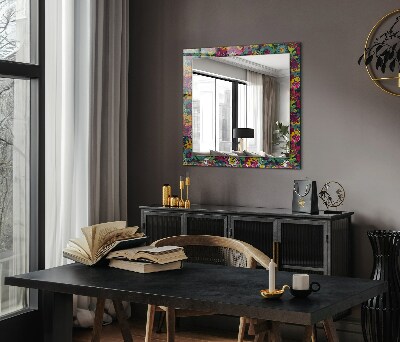 Spiegel met decoratie Gekleurd bloemenpatroon