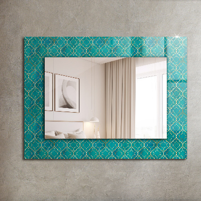 Spiegel met print Groen geometrisch patroon