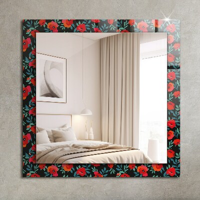 Spiegel met print Klaproos bloemen