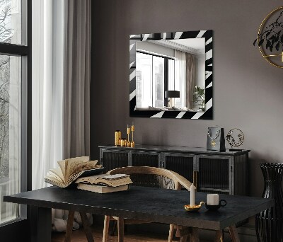 Spiegel met decoratie Geometrische motieven in wit en zwart