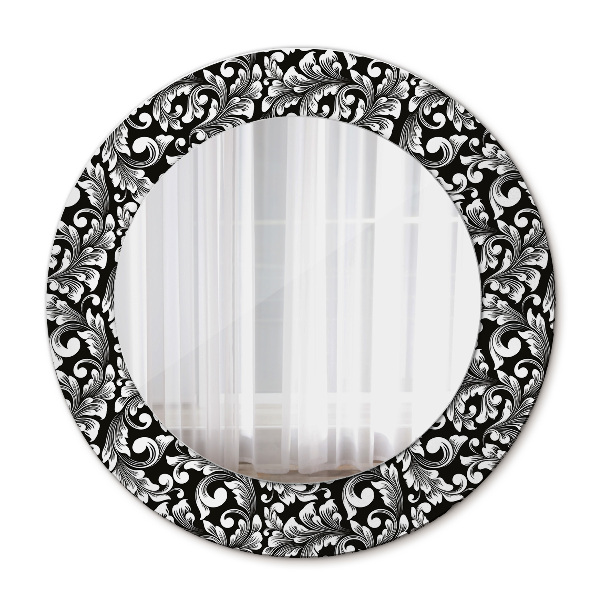 Ronde spiegel met bedrukte lijst Ornament