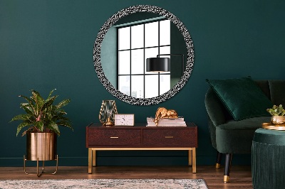 Ronde spiegel met bedrukte lijst Ornament