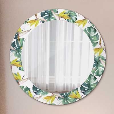 Bedrukte ronde spiegel Tropische bladeren