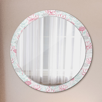 Ronde spiegel met decoratie Bloemen