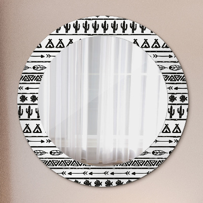Ronde spiegel lijst met print Boho minimalist