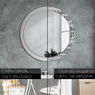 Ronde spiegel lijst met print Boho minimalist