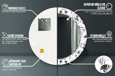 Ronde spiegel met bedrukte lijst Huisdierenkatten