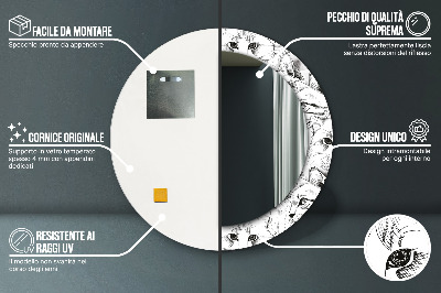 Ronde spiegel met bedrukte lijst Huisdierenkatten