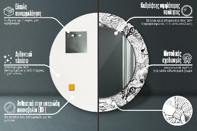 Ronde spiegel met bedrukte lijst Huisdierenkatten
