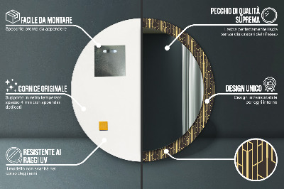 Ronde spiegel met bedrukte lijst Abstract