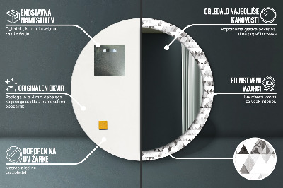 Ronde spiegel met bedrukte lijst Regenboogdriehoek