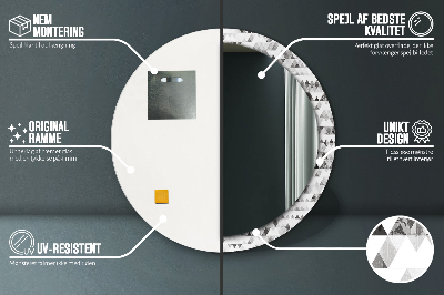 Ronde spiegel met bedrukte lijst Regenboogdriehoek