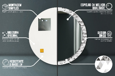 Ronde spiegel met bedrukte lijst Regenboogdriehoek