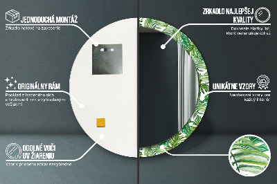 Ronde spiegel lijst met print Jungle bladeren