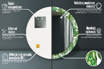 Ronde spiegel lijst met print Jungle bladeren